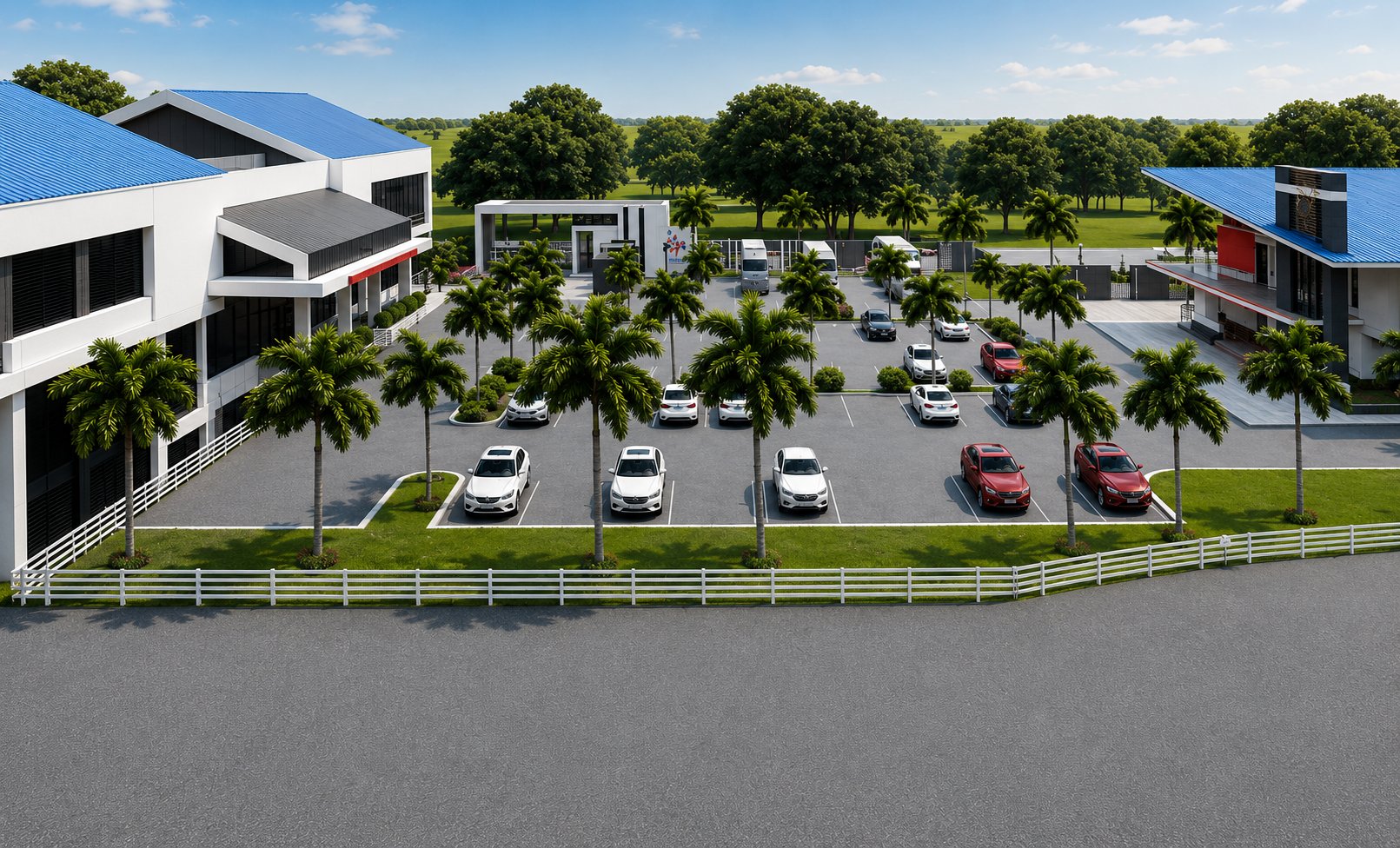 PIVTIL campus — main building and parking area